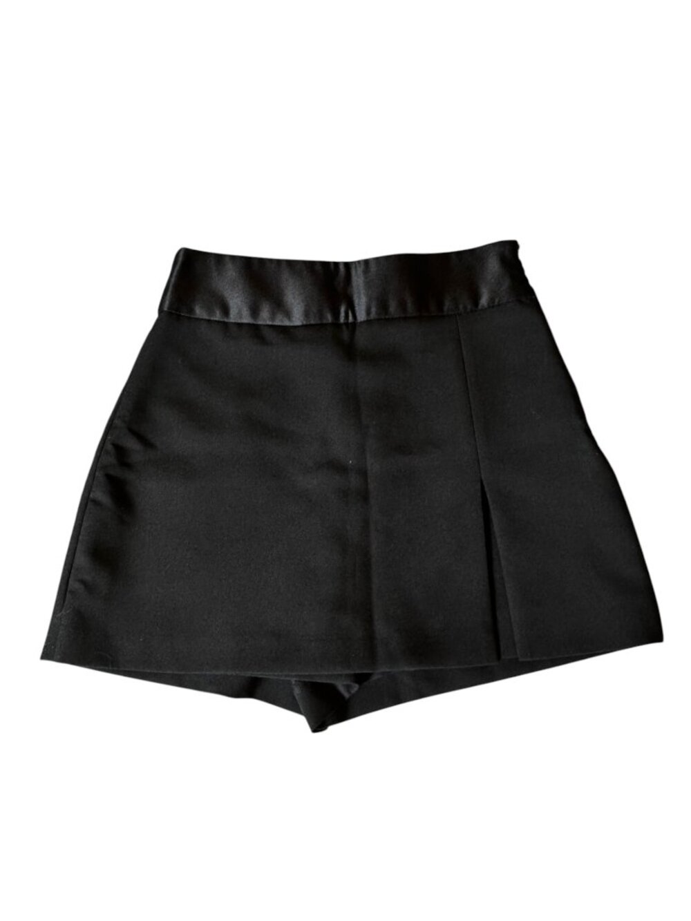 ZARA Black Satin Waistband Wrap Front Mini Skort XS